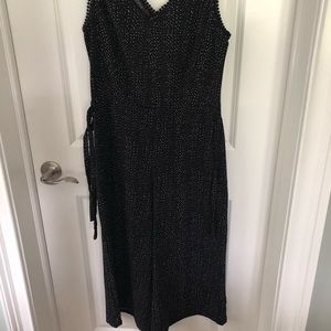 Black speckled sleeveless wide leg jumpsuit size 4